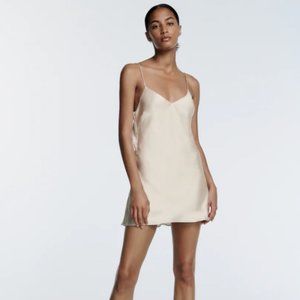 Zara Satin Pearl Gray Dress